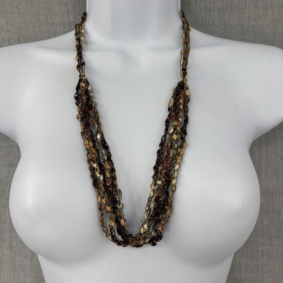 Pair of Colorful Boho Artistic Multi-Strand‎ Ribbon Yarn Necklaces – Set of 2 - Picture 6 of 10